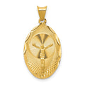 14K Polished Diamond-cut Corpus Oval Pendant, 28 x 14.5 mm