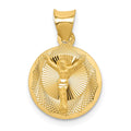 14K Polished Diamond-cut Corpus Circle Pendant, 20 x 13 mm
