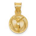 14K Polished Diamond-cut Corpus Circle Pendant, 17 x 10.5 mm