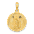 14K Polished Diamond-cut Solid Our Lady Of Guadalupe Round Pendant, 28.5 x 19.75 mm