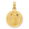 14K Polished Diamond-cut Solid Our Lady Of Guadalupe Round Pendant, 24 x 16.75 mm