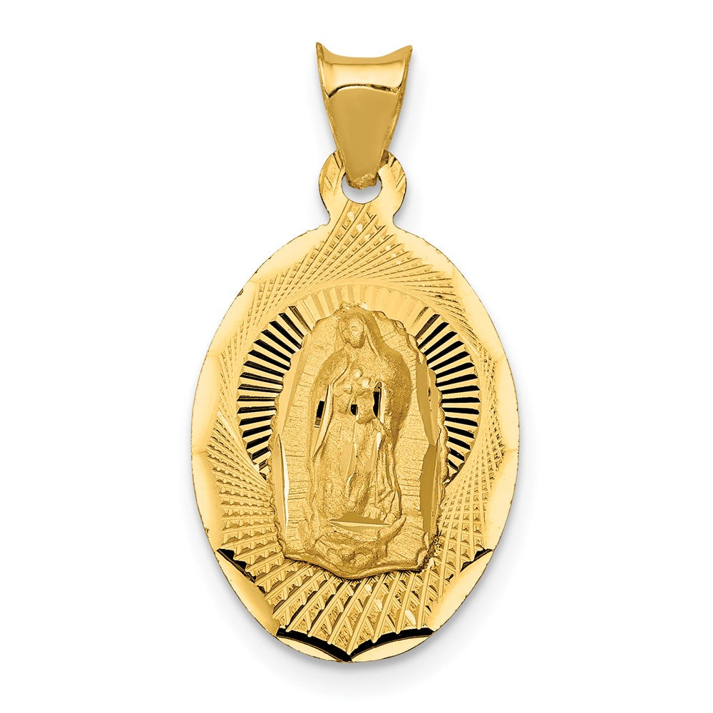 14K Polished Diamond-cut Semi-solid Our Lady Of Guadalupe Oval Pendant, 20 x 13.02 mm