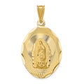 14K Polished Diamond-cut Solid Large Our Lady Of Guadalupe Oval Pendant, 41 x 22.8 mm