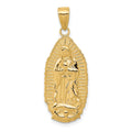 14k Polished and Satin Solid Our Lady of Guadalupe Pendant, 33.4 x 12.5 mm