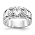 14k White Gold Claddagh Band, Size 6
