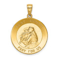 14k Polished Solid Saint Anthony Large Round Medal Pendant, 29.5 x 22 mm