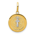 14k and White Rhodium Solid St. Benedict Medal Round Pendant, 22 x 14 mm