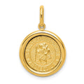 14K Polished And Satin Solid St Christopher Medal Round Pendant, 24 x 16 mm