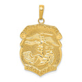 14K Polished Solid Large Saint Michael Protect Us Medal Badge Pendant, 34.85 x 15 mm