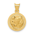 14k Polished and Diamond-cut Baptism Round Pendant, 19 mm