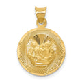 14k Polished and Diamond-cut Baptism Round Pendant, 22 mm