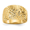 14K Polished and Textured Diamond-cut Dome Ring, Size 7