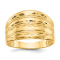 14K Polished Diamond-cut Four Ridge Fashion Dome Ring, Size 7
