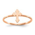 14k Rose Gold Polished Cross Ring, Size 7
