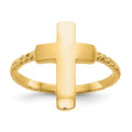 14k Polished and Textured Cross Ring, Size 7