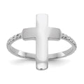14k White Gold Polished and Textured Cross Ring, Size 7