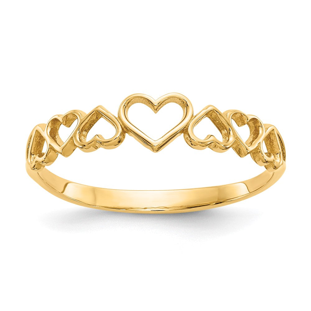 14k Polished Hearts Ring, Size 7, 1.01 g