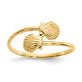 14k Polished Shells Bypass Ring, Size 7