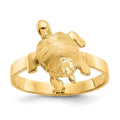 14K Polished and Textured Sea Turtle Ring, Size 7