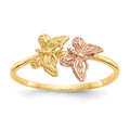14k Two-Tone Polished Two Butterflies Ring, Size 7