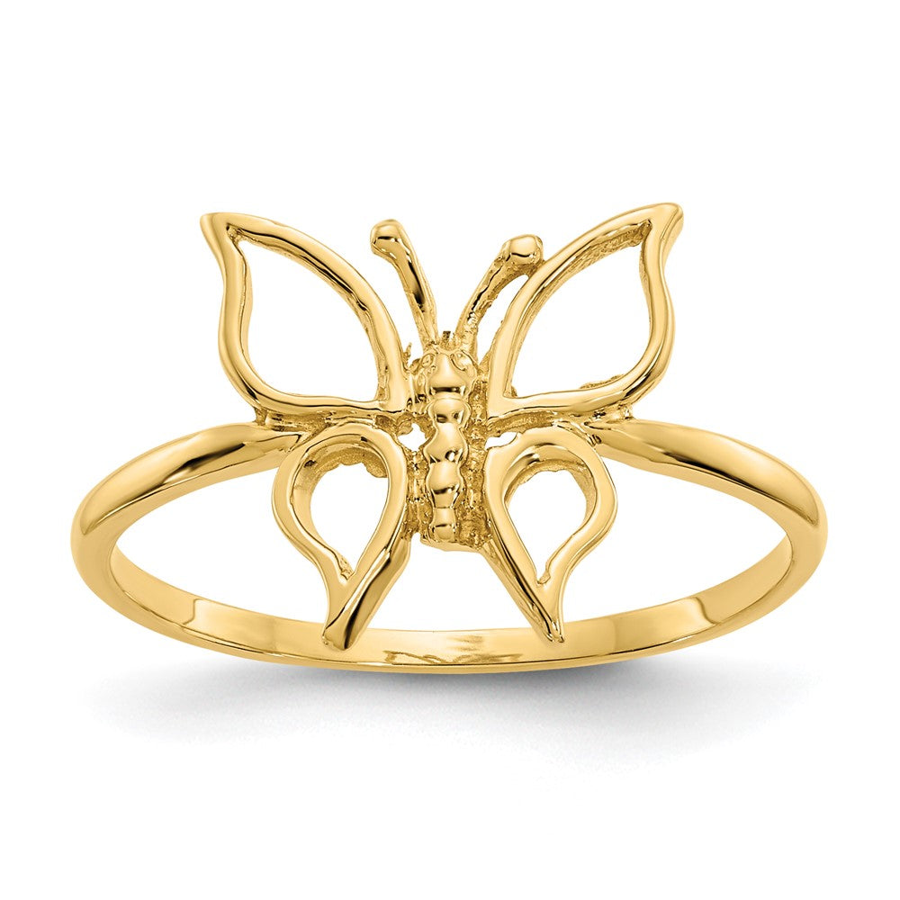 14k Polished Butterfly Ring, Size 7, 1.68 g