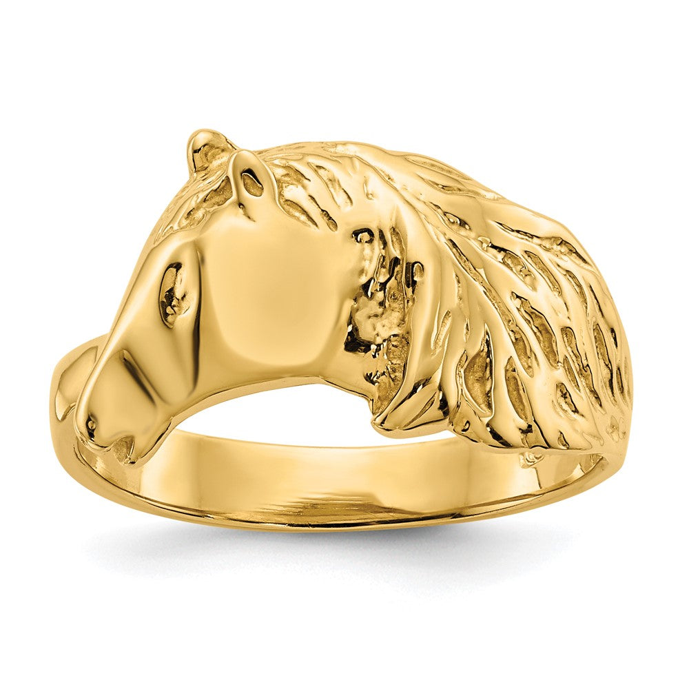 14K Polished Horse Head Ring, Size 7