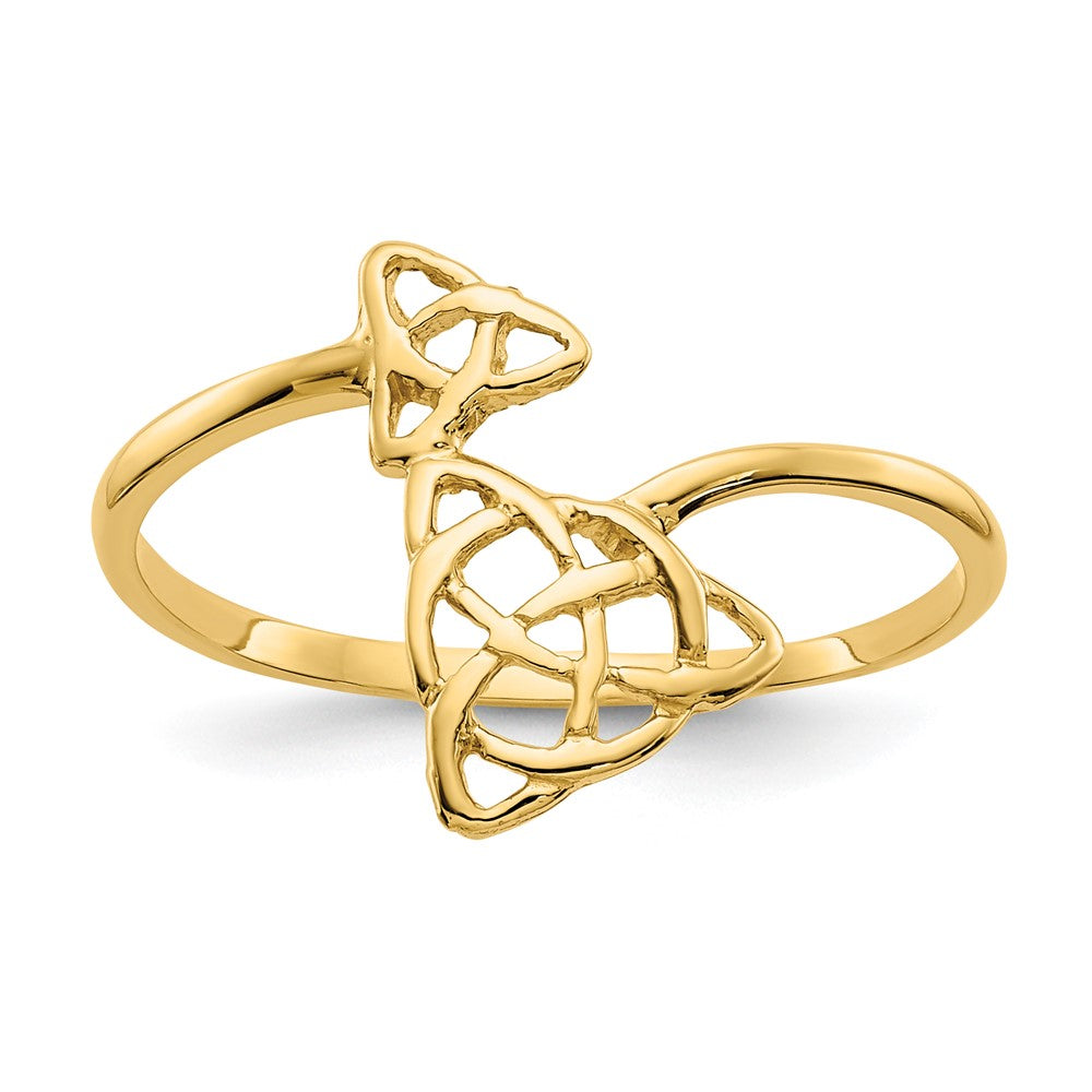 14k Polished Celtic Knot Bypass Ring, Size 7