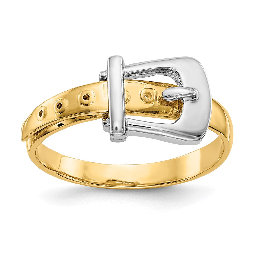 14k Two-Tone Polished Buckle Ring, Size 7, 2.67 g