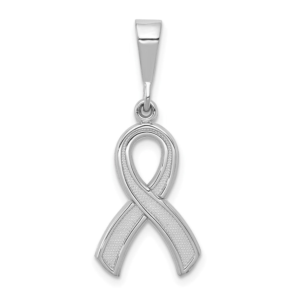 14k White Gold Awareness Ribbon Pendant, 30 x 12 mm