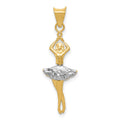 14K and White Rhodium Polished Dancer with Moveable Skirt and Legs Pendant, 27 x 10.25 mm
