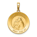 14k Polished and Satin Solid Saint Anthony Small Round Medal Pendant, 26 x 18.4 mm