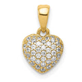 14K Polished CZ/3D/ Heart Pendant, 14 x 8.5 mm