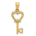 14k Polished 3D Heart Key Pendant, 23.2 x 9.5 mm