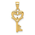 14K Polished Swans Heart Key Charm, 22 x 9.05 mm