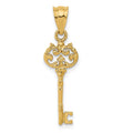 14K Polished Filigree Key Charm, 27.8 x 8.3 mm