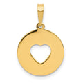 14K Polished Cut-out Heart Circle Disc Pendant, 22.4 x 14.8 mm