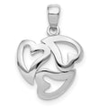 14k White Gold Polished Cut-out 3-Heart Pendant, 18.5 x 13.3 mm