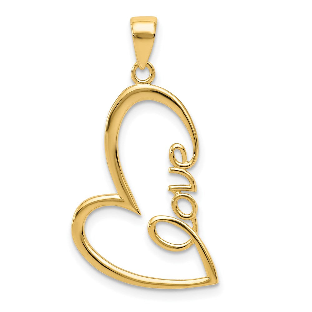 14k Gold Polished LOVE Heart Pendant, 30.3 x 14 mm