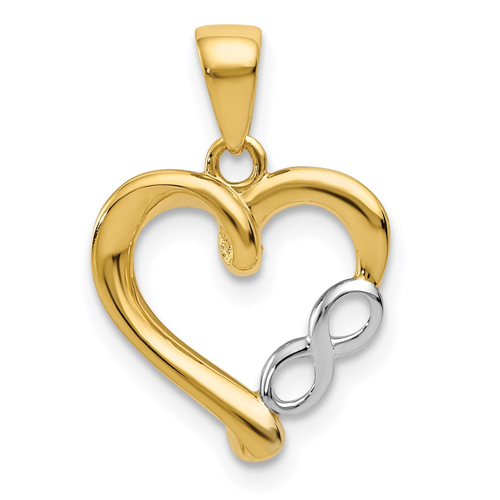 14K and White Rhodium Infinity Heart Pendant, 18.3 x 13.3 mm