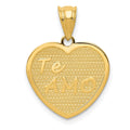 14k Polished TE AMO Heart Pendant, 21 x 16.3 mm