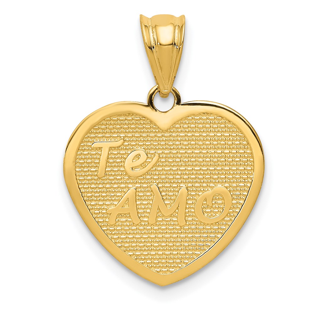 14k Polished TE AMO Heart Pendant, 21 x 16.3 mm