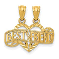 14k Diamond-cut 2-Piece Break-Apart BEST FRIEND Heart Pendant, 18.08 x 19 mm