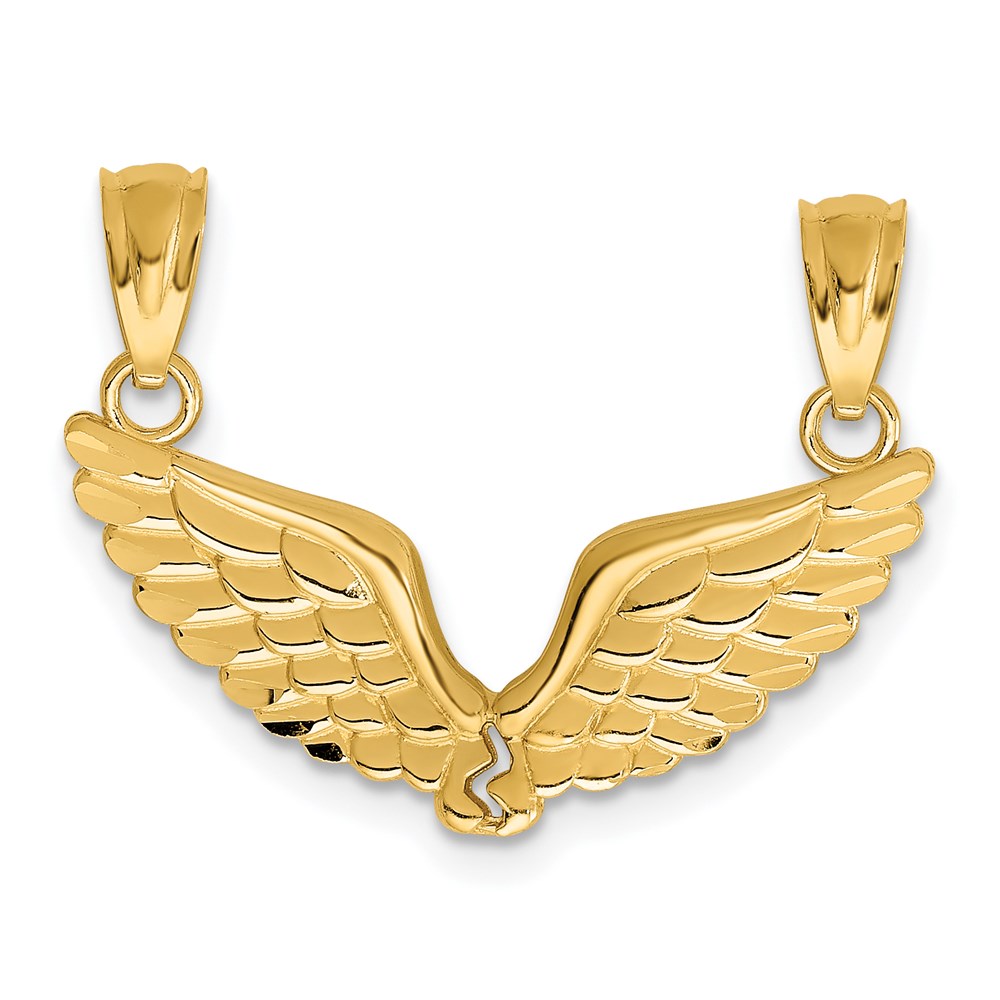 14K Polished 2-Piece Break Apart Angel Wings Pendants, 19.4 x 21.36 mm