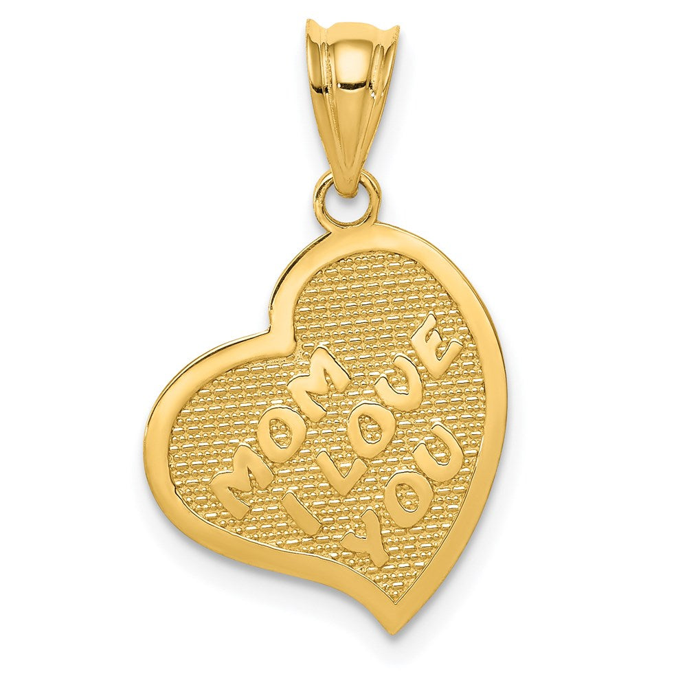14k Polished MOM I LOVE YOU / Cross Reversible Heart Pendant, 23.8 x 14.7 mm