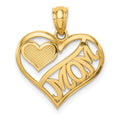 14k Polished MOM and Heart In Heart Pendant, 19.8 x 16.7 mm