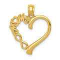 14k Polished MOM in Heart with Infinity Symbol Pendant, 23.6 x 18.7 mm