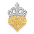 14k and White Rhodium DADDYS LITTLE GIRL Heart with Crown Chain Slide, 18.6 x 12.6 mm