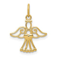 14k Polished Small Angel with Heart Pendant, 19.03 x 15.33 mm