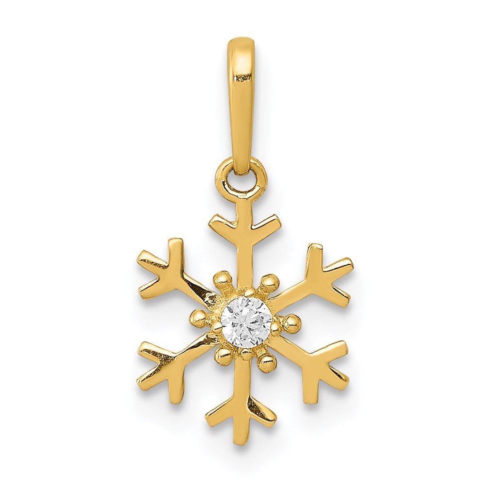 14k Polished CZ Snowflake Charm, 15.23 x 8.24 mm