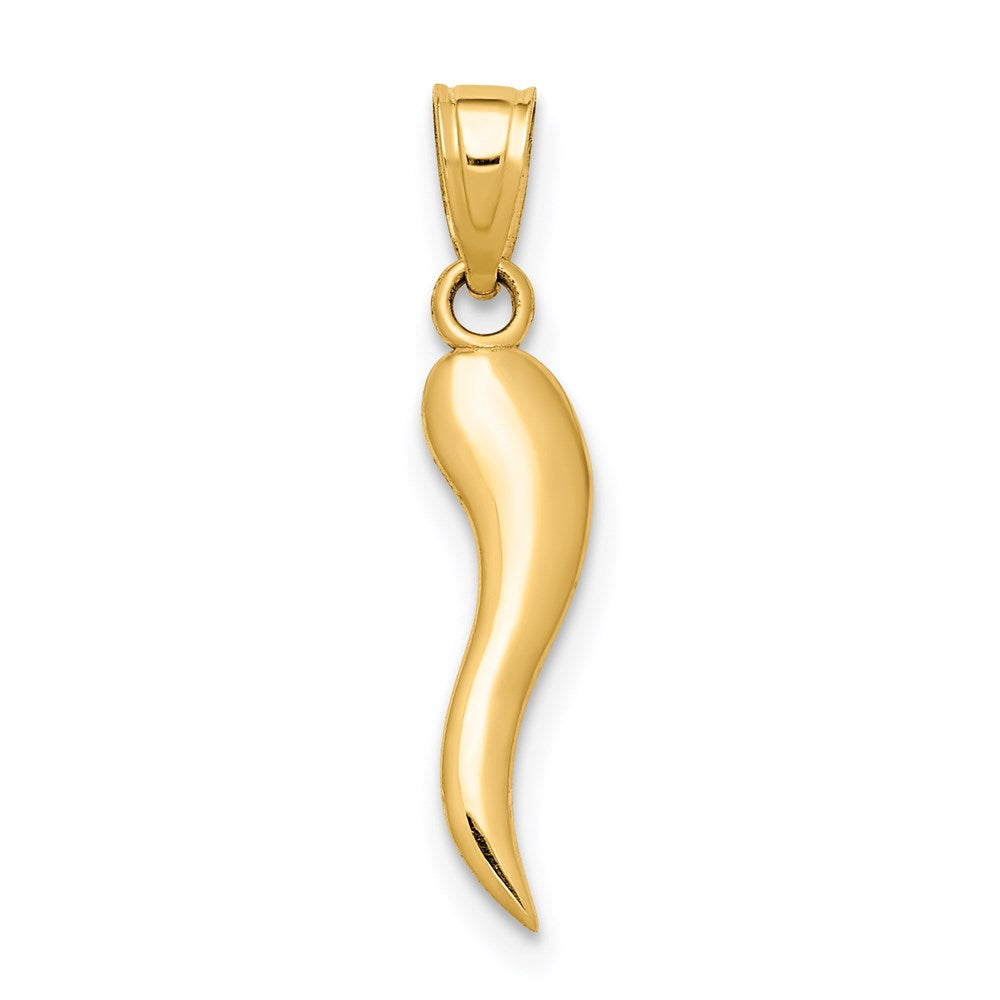 14k Italian Horn Pendant, 22 x 4.5 mm